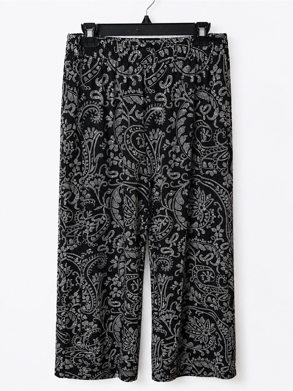 Black Paisley Wide-Leg Women’s Pants